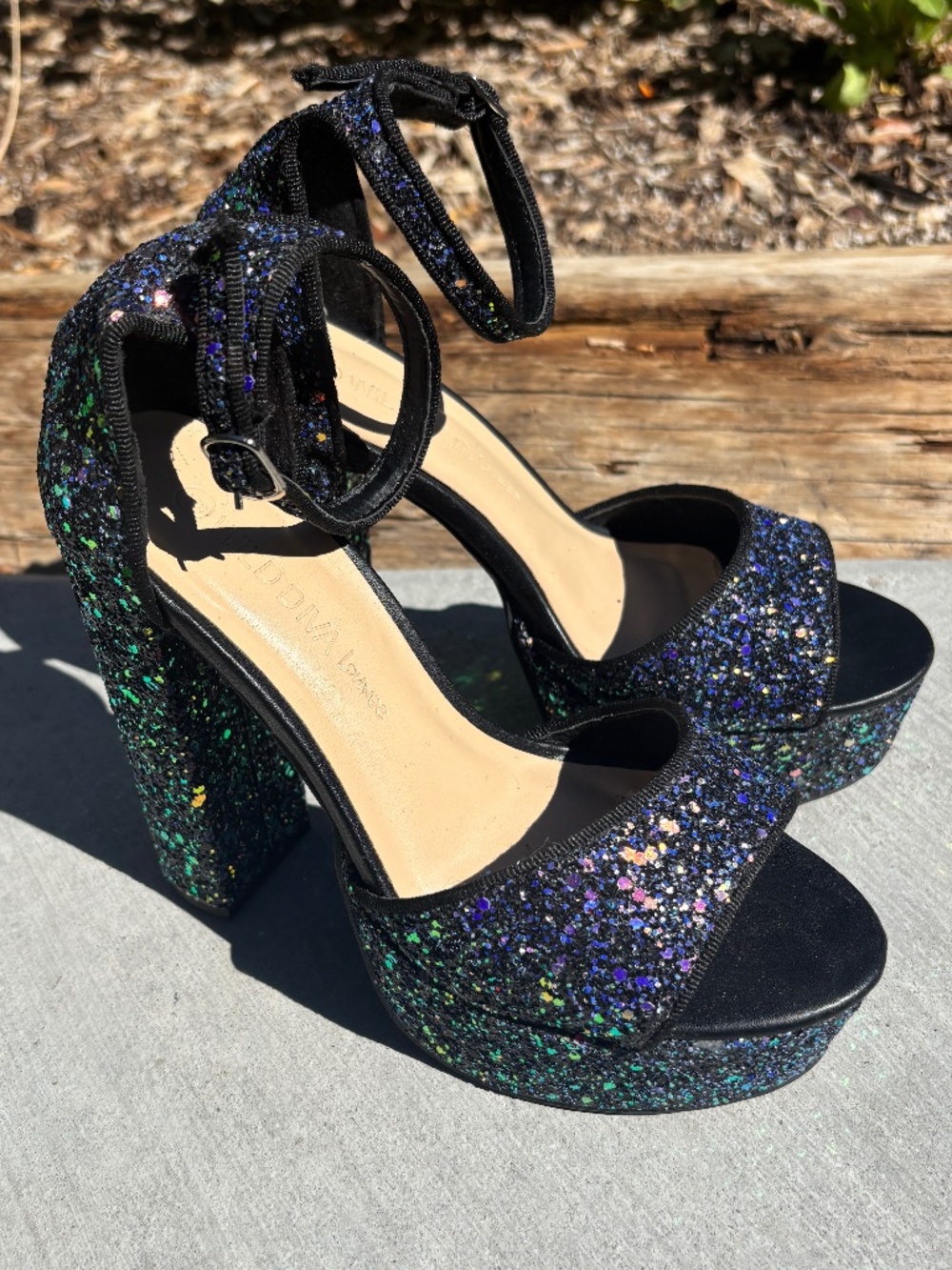 Women’s platform galaxy glitter heels